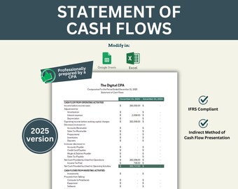 Cash Flow Statement Template for Excel and Google Sheets, Statement of Cash Flows for Small Business