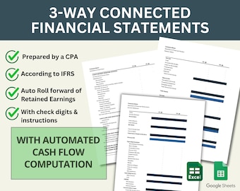 Financial Statements Template Bundle with Balance Sheet, Income Statement, Cash Flow Statement | Prepared by a CPA | Excel & Google Sheet