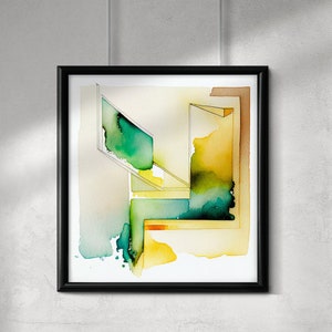 Home Decor Modern Wall Art Abstract Watercolor Art Abstract Geometric Shape Minimalist Contemporary Gift for Home or Office Instant Download