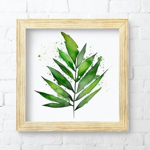 Downloadable Watercolor Bamboo Leaf Art for Home Decor or Craft, Jungle Theme Decor, Tropical Leaf Decor, Botanical Print