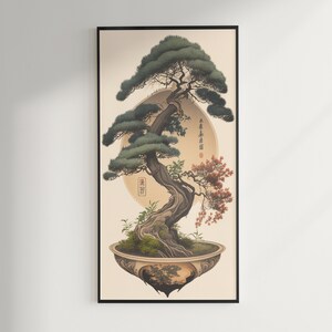 Vintage Wall Art Japanese Bonsai Tree Zen Garden Bonsai Tree Home Decor Digital Gift Idea for Bonsai Lover