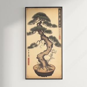 Vintage Wall Art Japanese Bonsai Tree Zen Garden Bonsai Tree Home Decor Digital Gift Idea for Bonsai Lover