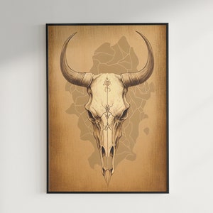 Vintage Cow Skull Sketch