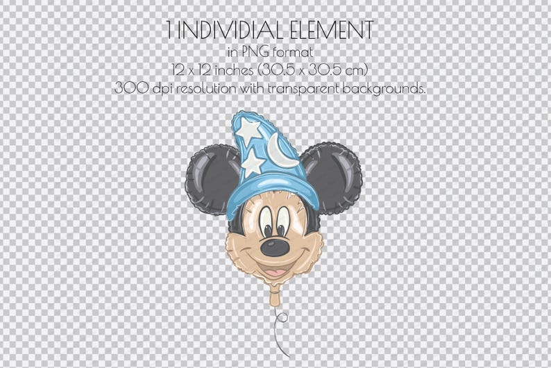Micky Fantasia Zauberer,Mickey Mouse Luftballons PNG,Magic Kingdom (Digitaler Download) Bild 2