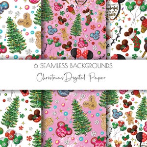 Papel digital navideño, paquete de papel navideño, Navidad, papel digital, Magic Kingdom, descarga de diseño de sublimación, imprimible, png