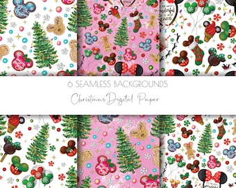 Christmas Digital Paper Pack: Magic Kingdom Seamless Patterns (PNG)