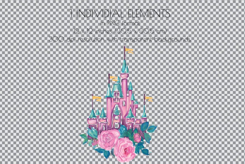 Pink Magic Kingdom Castle Clipart: Watercolor Sublimation Design (PNG ...
