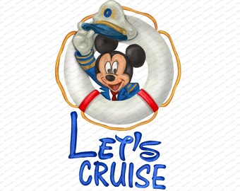 Let's Cruise,Mickey Captain,Cruise Vacation ,Cruise, Mouse, Ears,sublimation designs, magic kingdom shirt, Printable, watercolor clipart,
