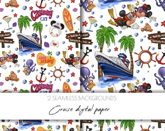 Let's Cruise Digital paper,scrapbook paper,Mickey Captain,Cruise Vacation,vintage,Cruise Line,Mouse Ears,Castaway Cay, magic kingdom,PNG