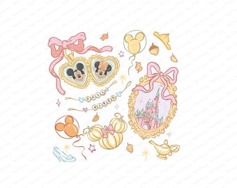 Clipart de otoño del Reino Mágico: Diseño de calabaza de Minnie Mouse (descarga digital PNG)