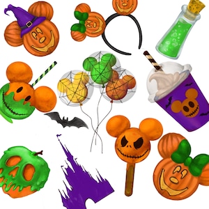 Magical Halloween Clipart, Magic Kingdom,Sublimation design download,Carnival Items,T-shirt design,Halloween,png