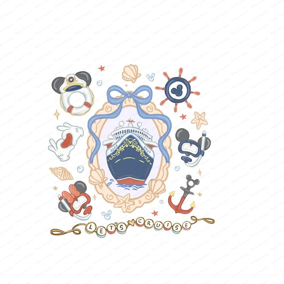 Let's Cruise,Mickey Captain,Cruise Vacation ,Coquette Cruise ,Coquette Bows Mickey and Friends,Minnie Mouse ,vintage, magic kingdom,