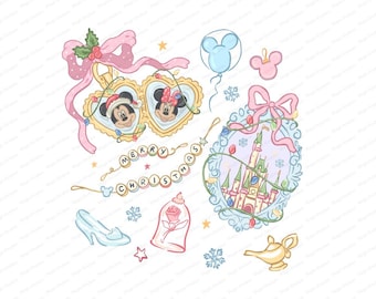 Christmas Minnie Mouse Castle Heart Locket PNG (Digital Download)