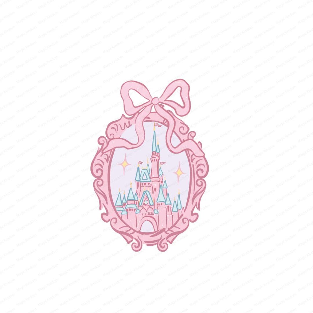 Pink Magic Kingdom Castle Clipart: Coquette Bows, Watercolor PNG ...