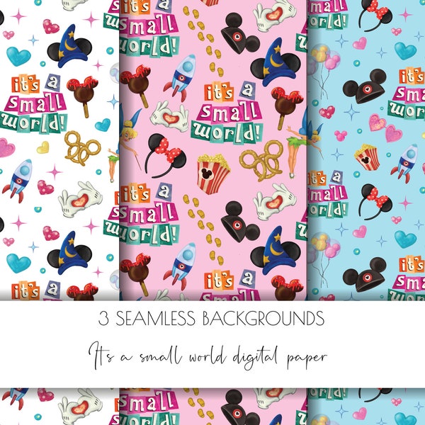 It's a small world digital paper, Mouse ears, digital paper, minnie mouse ears, Magic Kingdom,Sublimation design download,printable,png