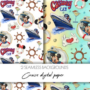 Let&#39;s Cruise Digital paper,scrapbook paper,Mickey Captain,Cruise Vacation,vintage,Cruise, Mouse, Ears,sublimation designs, magic kingdom,