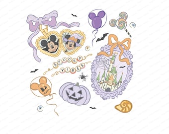 Halloween Heart Locket PNG: Magic Kingdom Mickey Mouse Castle (Digital Download