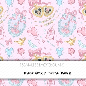 Magic Kingdom,Heart locket, Magical world,digital paper,Minnie Mouse ears, Coquette bow Locket,PNG,Minnie castle, magic kingdom, Printable