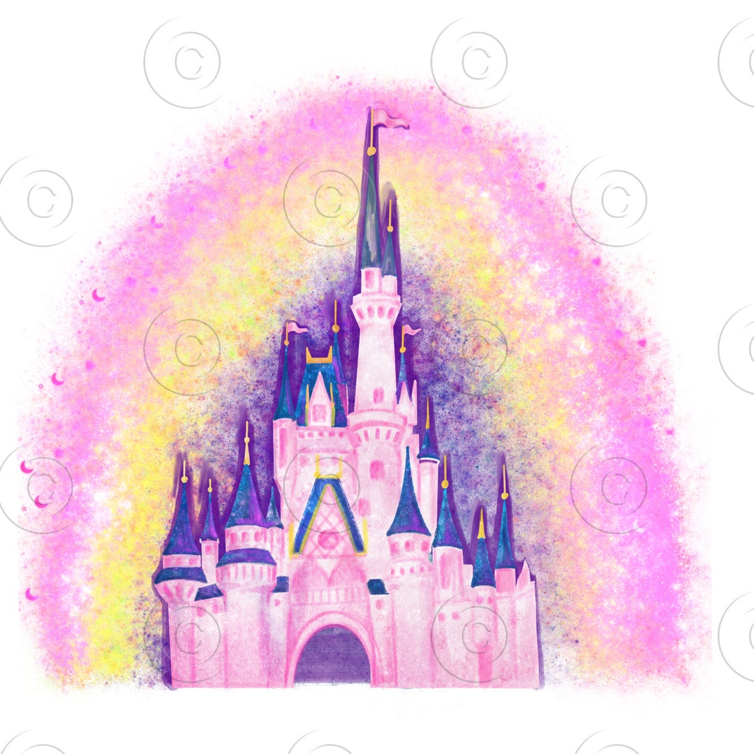 Magic Kingdom Castle Watercolor Clipart: Rainbow PNG (digital Download ...
