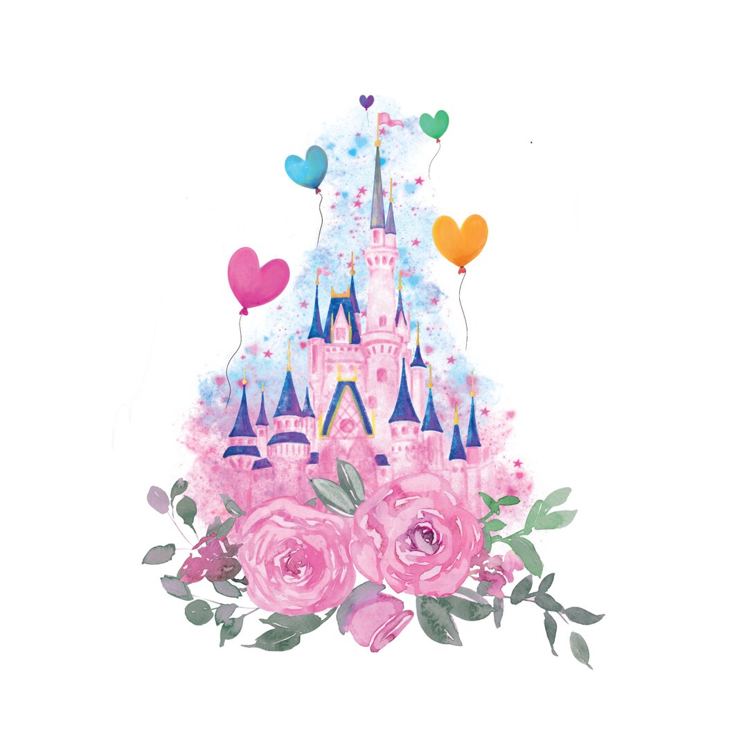 Pink Magic Kingdom Clipart: Watercolor Castle Design (PNG) - Etsy