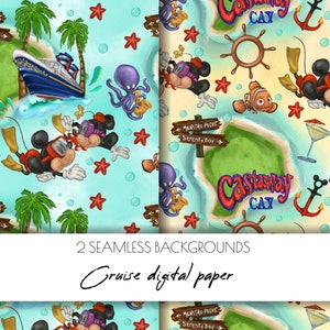 Let&#39;s Cruise Digital paper,scrapbook paper,Mickey Captain,Cruise Vacation,vintage,Cruise, Mouse, Ears,sublimation designs, magic kingdom,