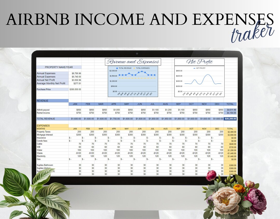 Rental & Airbnb and Expense Tracker Tax Deductible Etsy