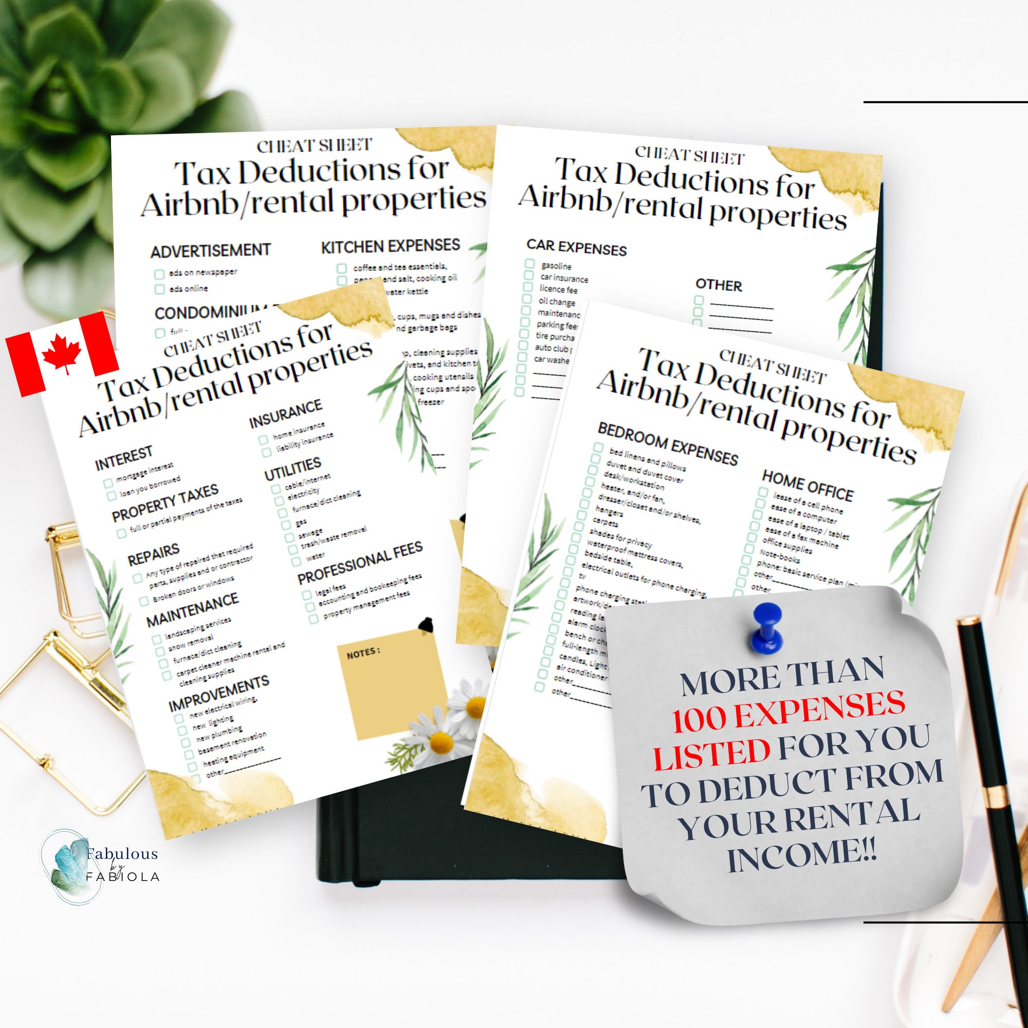 2024 Rental & Airbnb and Expense List Tax Deductible Small