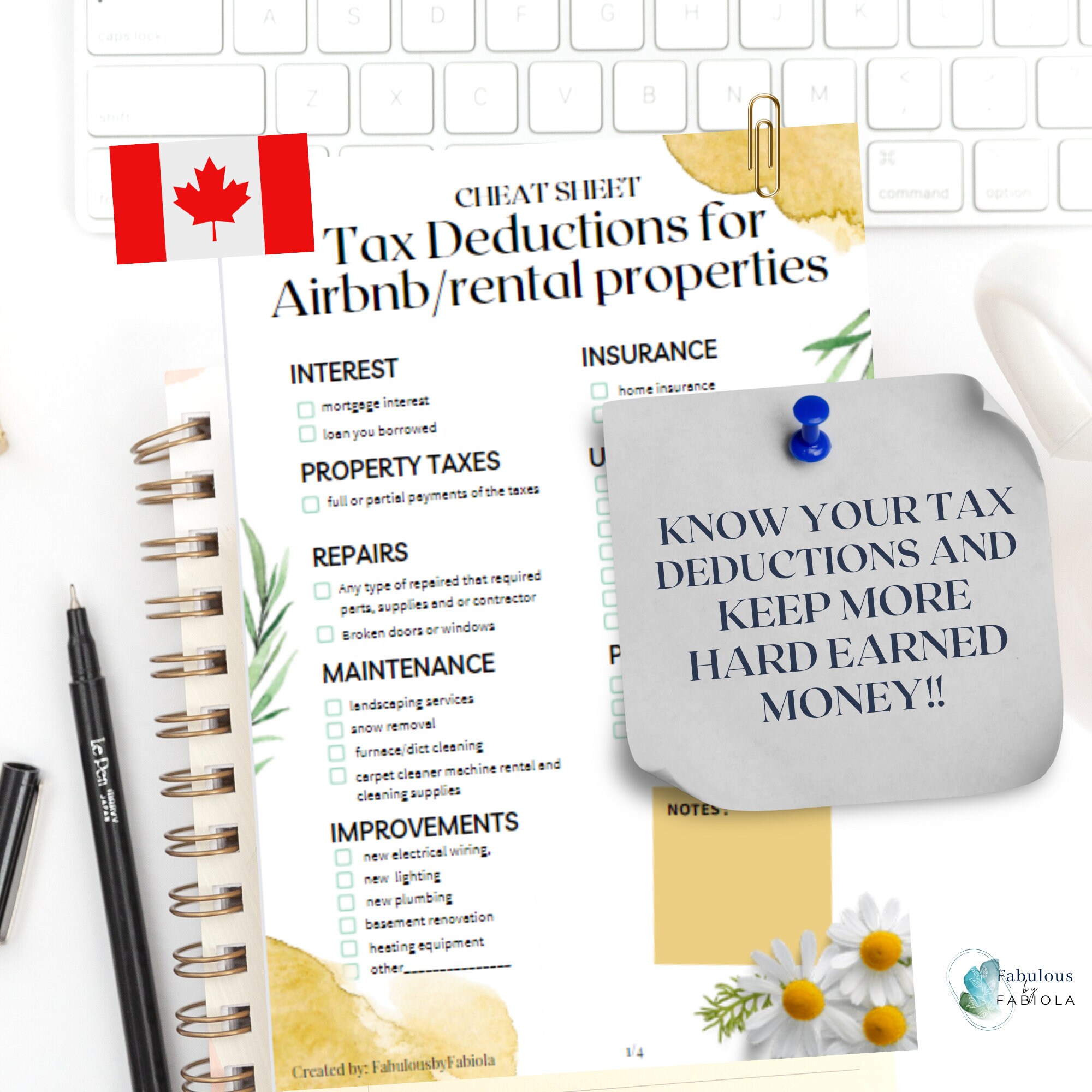 2024 Rental & Airbnb and Expense List Tax Deductible Small