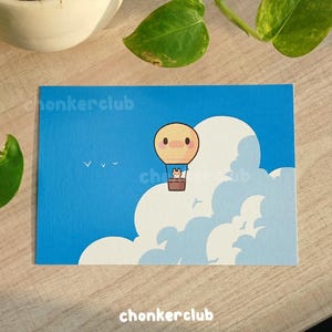Bobi Blue Skies アートプリント | A6 イラストプリント | ウォールアート | 動物アート | かわいい動物 | ポストカード | 装飾