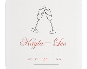 Personalized Wedding Coasters- Custom Wedding Coasters - Bridal Shower Favors - Thank You Wedding Favor -  Personalized Custom Date Coasters
