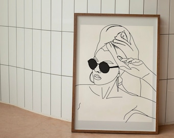 Minimalist Wall Decor - Women Line Art - Female Print Poster - Body Line Art - Bathroom Female Art - Retro Female Poster - Feminist Poster