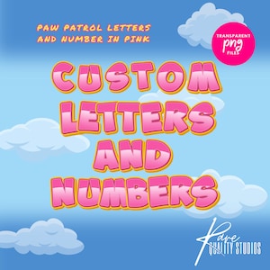 Paw lettertype letters en cijfers Patrol lettertype letters en cijfers in roze