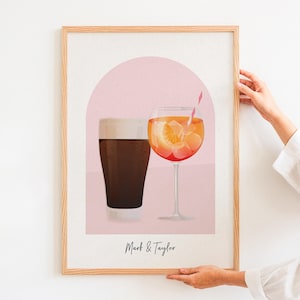 Personalised Name Wine, Beer & Cocktail Wall Art: Bar Cart Decor, Gin Print (Digital Download)