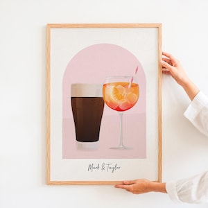 Personalised Name Wine, Beer & Cocktail Wall Art: Bar Cart Decor, Gin Print (Digital Download)