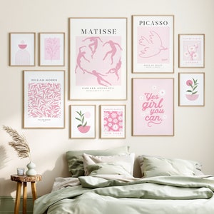 Pink Dorm print Bundle pink gallery wall set dorm printable wall art pink preppy wall decor pink girls bedroom poster college girls dorm art
