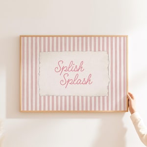 Splish Splash Badezimmer Zitat Print: Vintage Typografie Poster Retro Streifen Wandbild (Digitaler Download)