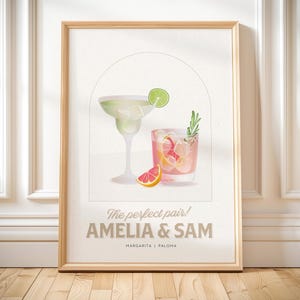 Custom couple drink print personalised roommates name as cocktail signature drink sign girls alcohol gift for boyfriend bar cart decor cute