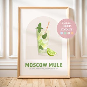 Moscow Mule print printable cocktail recipe art Moscow Mule gift idea for home bar cart decor kitchen wall art Moscow Mule poster drinks art