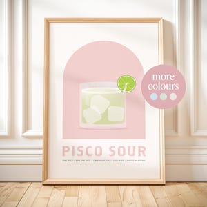 Pisco Sour Cocktail Print Retro Cocktail Print Küche Cocktail Poster zum Downloaden Pisco Sour Cocktail Bar Warenkorb Dekor Bar Kunst