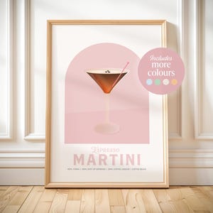 Espresso Martini Druck druckbares Cocktail-Rezept Kunst Getränke Geschenkidee für Hausbar Dekor Küche Wandkunst Espresso Martini Poster Retro