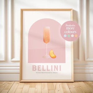 Bellini print druckbare Cocktail Rezept Kunst Bellini Cocktail Geschenkidee für Hausbar Dekor Küche Wandkunst Bellini Poster Geschenk für sie