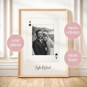 Carta de baralho personalizada, presente de casamento personalizado para casais, ideia de presente de arte fotográfica personalizada para marido, presente de noivado, aniversário