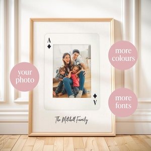 Stampa di carte da gioco personalizzate, regalo fotografico di famiglia personalizzato per mamma e papà, idea regalo di compleanno con foto artistica personalizzata per la parete del soggiorno di famiglia
