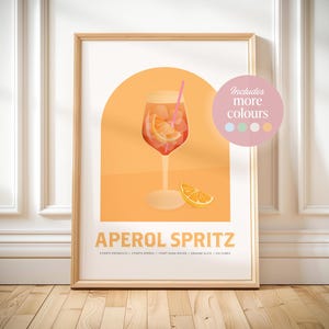 Plakat Aperol Spritz prezent koktajlowy dla mamy do wydrukowania Aperol Spritz sztuka koktajlowa dekoracja ścienna do kuchni napoje sztuka ścienna dziewczyny Aperol Spritz wydruk