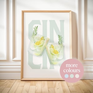 Arte de gin tonic, impresiones de cin cin, carteles de cócteles minimalistas, decoración de carrito de bar imprimible, lindas impresiones de arte de bebidas, arte de pared de saludos, decoración de cocina retro