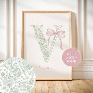 Custom Dorm Room Sign: Floral Name Print with Coquette Bow (Digital Download)