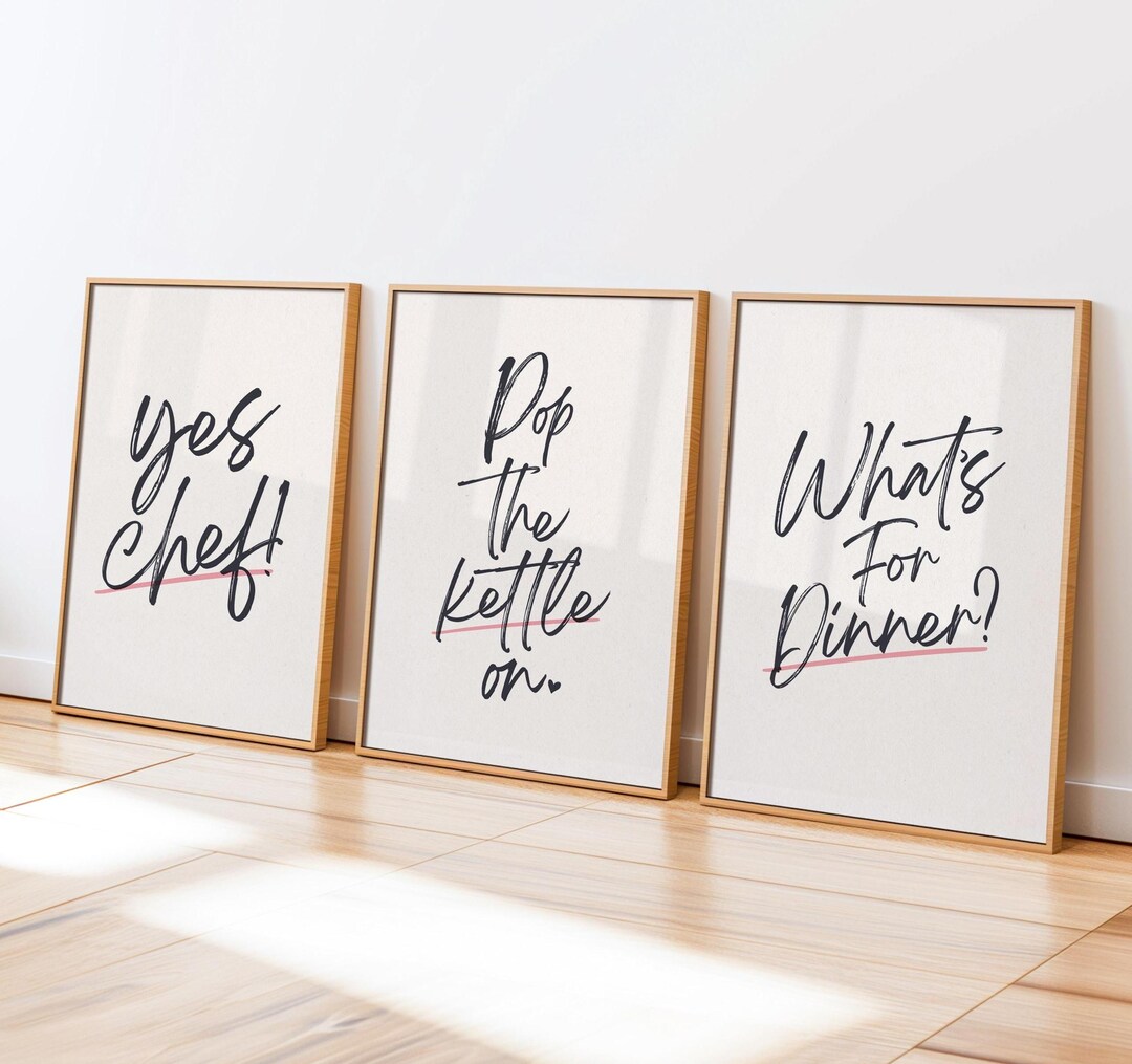 Kitchen Quote Print Set: Retro Typography Wall Art (digital Download ...