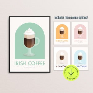 Irish Coffee print minimalist coffee printable coffee bar decor coffee shop print kitchen coffee print cafe decor coffee station coffee cart