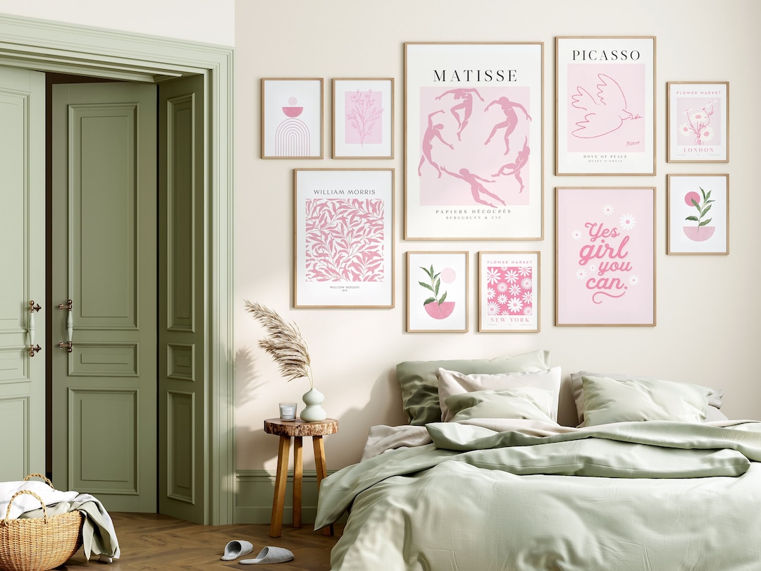 Pink Dorm Gallery Wall Art Set: Preppy Prints (digital Download
