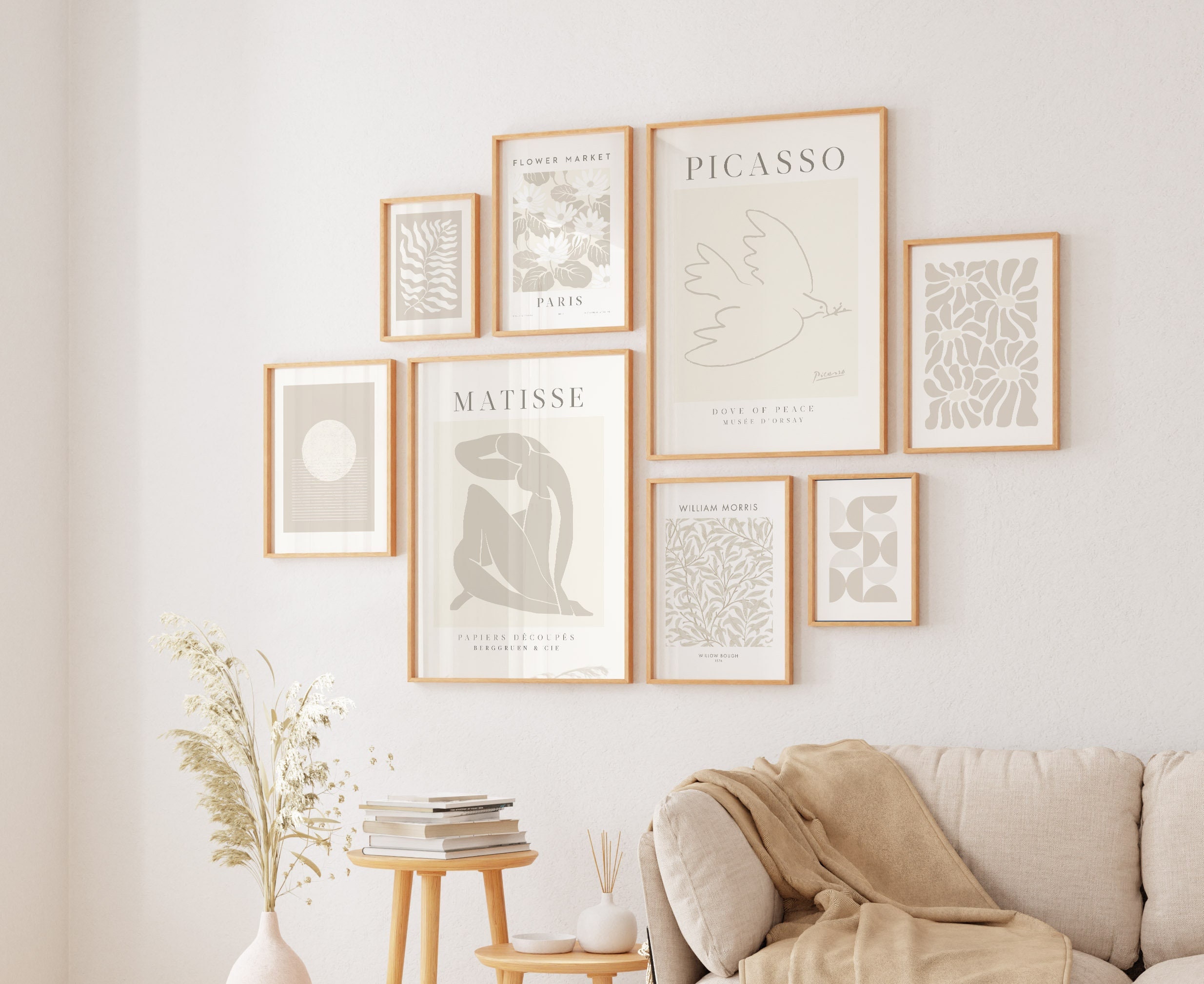 Neutral Gallery Wall Art Set: Beige Abstract Prints (digital